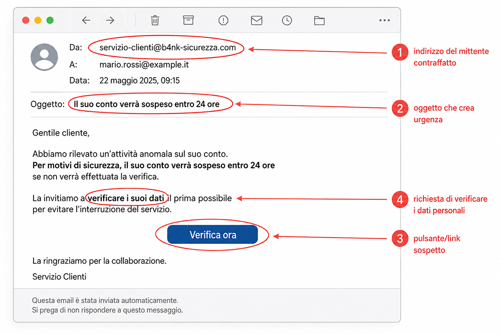 email phishing segnali di allarme