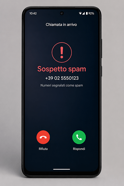 sospetto spam chiamata smartphone android