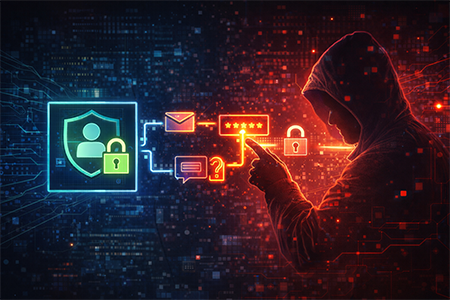 attaccante che sfrutta il processo di recupero password per ottenere accesso a un account nonostante un login sicuro