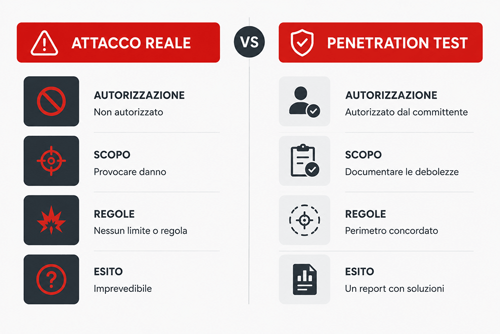 attacco reale vs penetration test